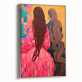 Maximalist Wall Art - Bold and Eclectic Portrait with Vibrant Pink and Orange