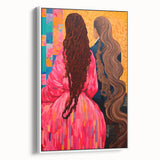 Maximalist Wall Art - Bold and Eclectic Portrait with Vibrant Pink and Orange