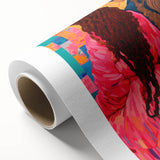 Maximalist Wall Art - Bold and Eclectic Portrait with Vibrant Pink and Orange