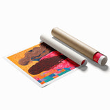 Maximalist Wall Art - Bold and Eclectic Portrait with Vibrant Pink and Orange