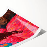 Maximalist Wall Art - Bold and Eclectic Portrait with Vibrant Pink and Orange