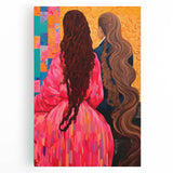 Maximalist Wall Art - Bold and Eclectic Portrait with Vibrant Pink and Orange