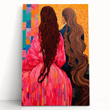 Maximalist Wall Art - Bold and Eclectic Portrait with Vibrant Pink and Orange
