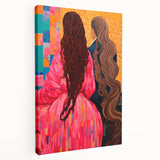 Maximalist Wall Art - Bold and Eclectic Portrait with Vibrant Pink and Orange
