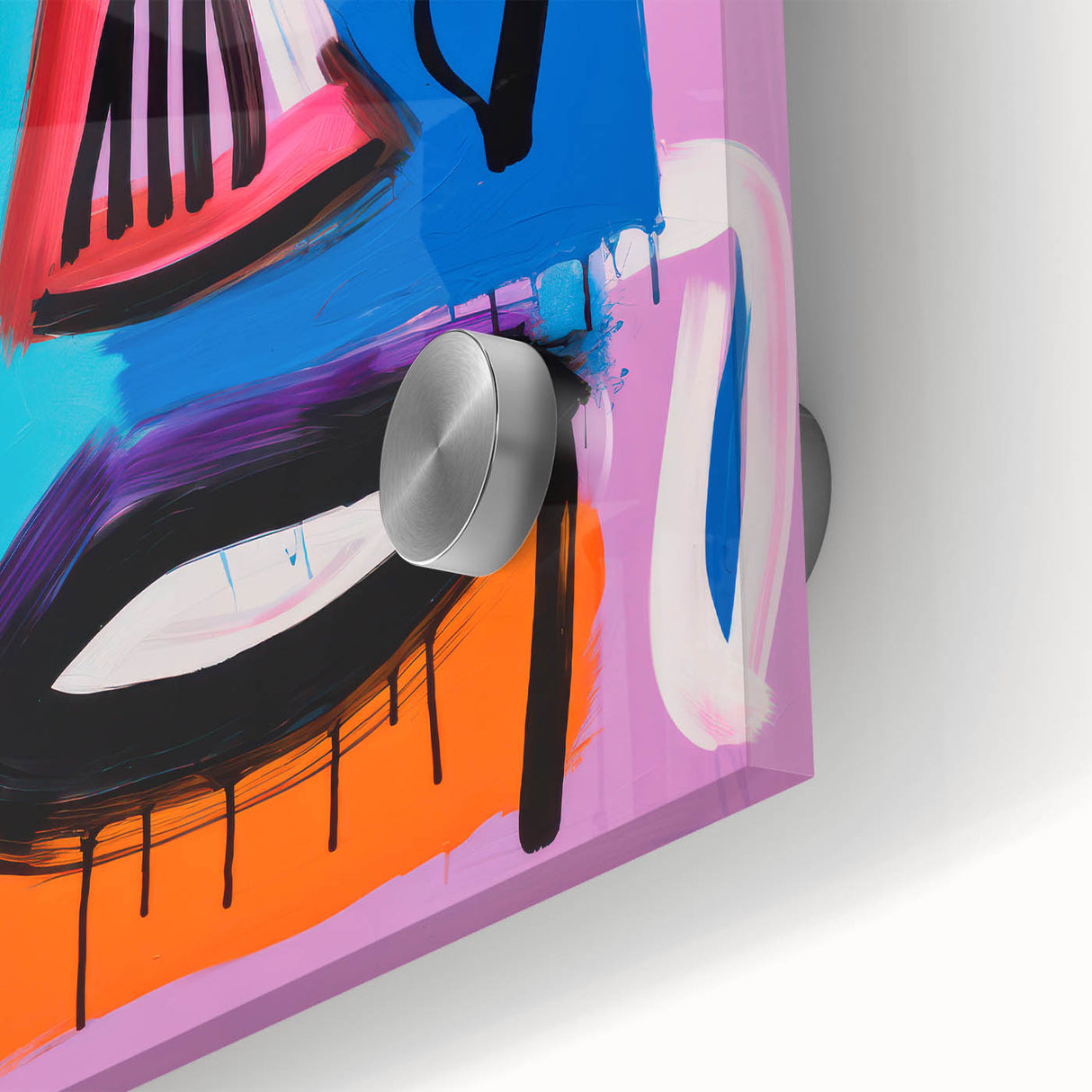 Maximalist Wall Art - Bold Abstract Face in Vibrant Colors and Patterns