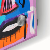 Maximalist Wall Art - Bold Abstract Face in Vibrant Colors and Patterns