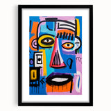 Maximalist Wall Art - Bold Abstract Face in Vibrant Colors and Patterns