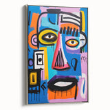 Maximalist Wall Art - Bold Abstract Face in Vibrant Colors and Patterns