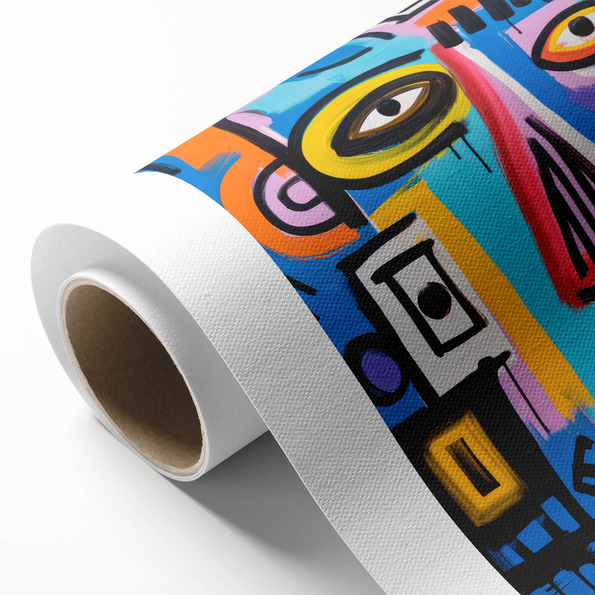 Maximalist Wall Art - Bold Abstract Face in Vibrant Colors and Patterns