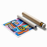 Maximalist Wall Art - Bold Abstract Face in Vibrant Colors and Patterns