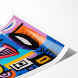 Maximalist Wall Art - Bold Abstract Face in Vibrant Colors and Patterns