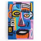 Maximalist Wall Art - Bold Abstract Face in Vibrant Colors and Patterns