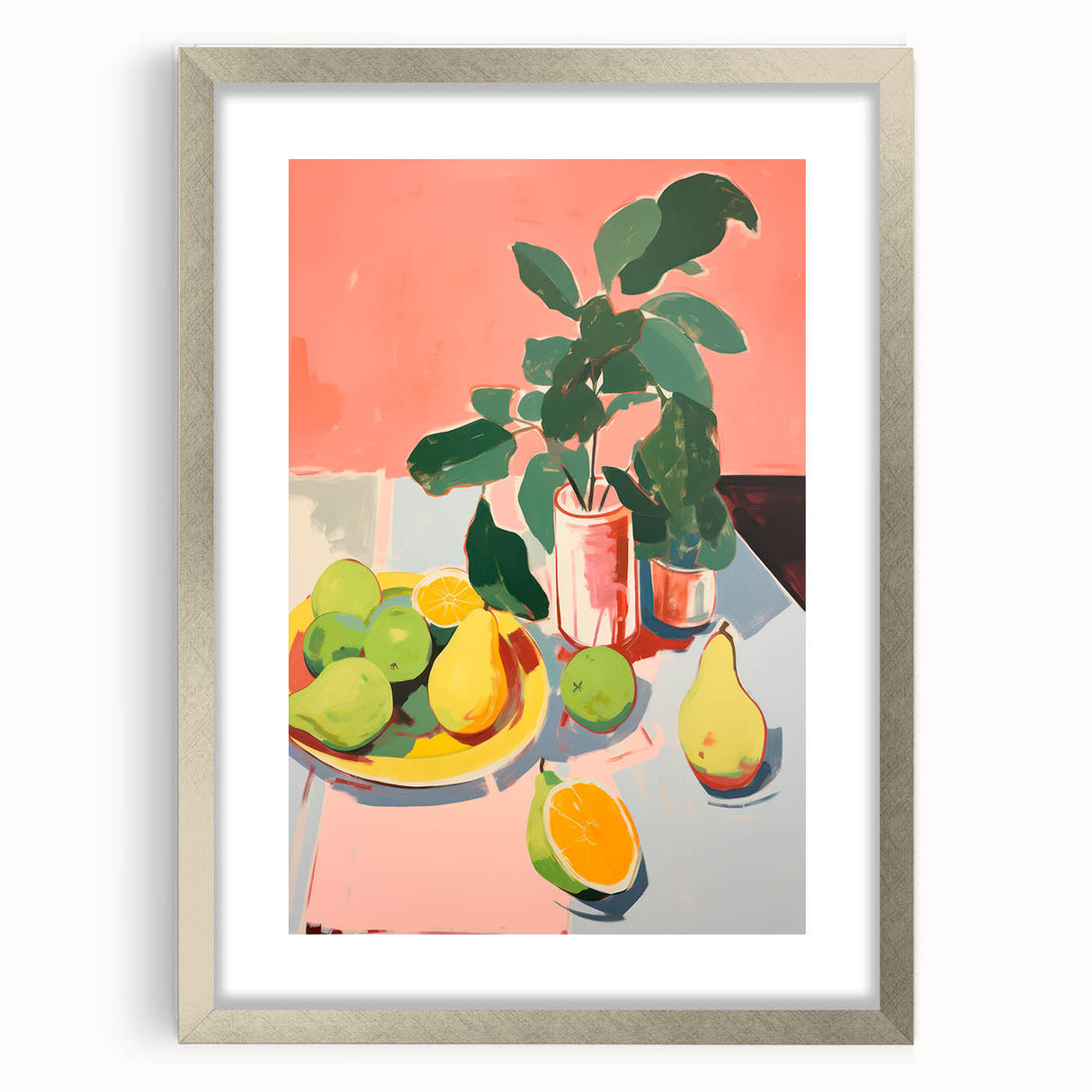 Maximalist Wall Art - Bold Still Life with Fruits and Foliage in Vibrant Colors