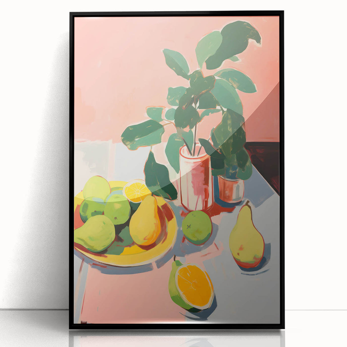 Maximalist Wall Art - Bold Still Life with Fruits and Foliage in Vibrant Colors