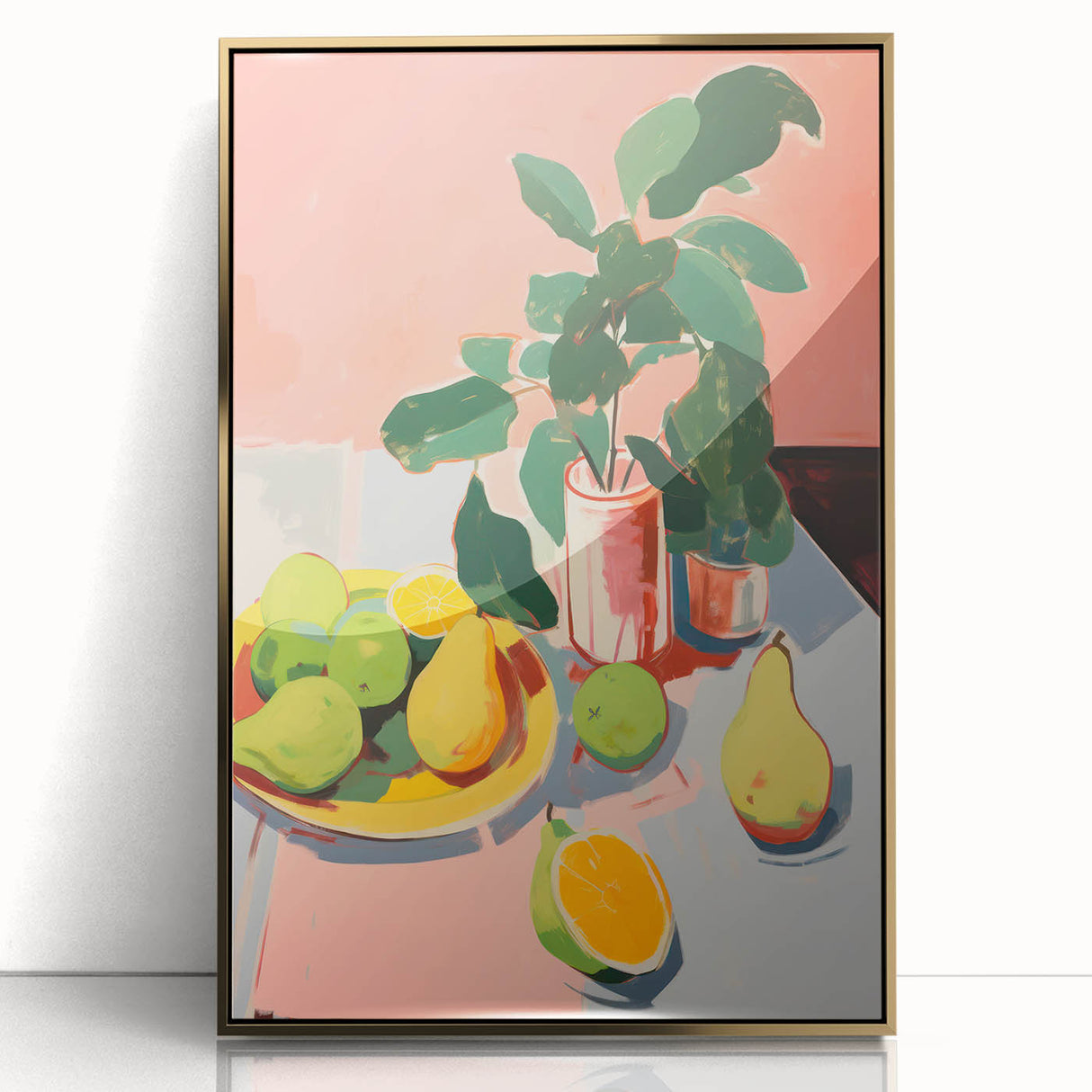 Maximalist Wall Art - Bold Still Life with Fruits and Foliage in Vibrant Colors
