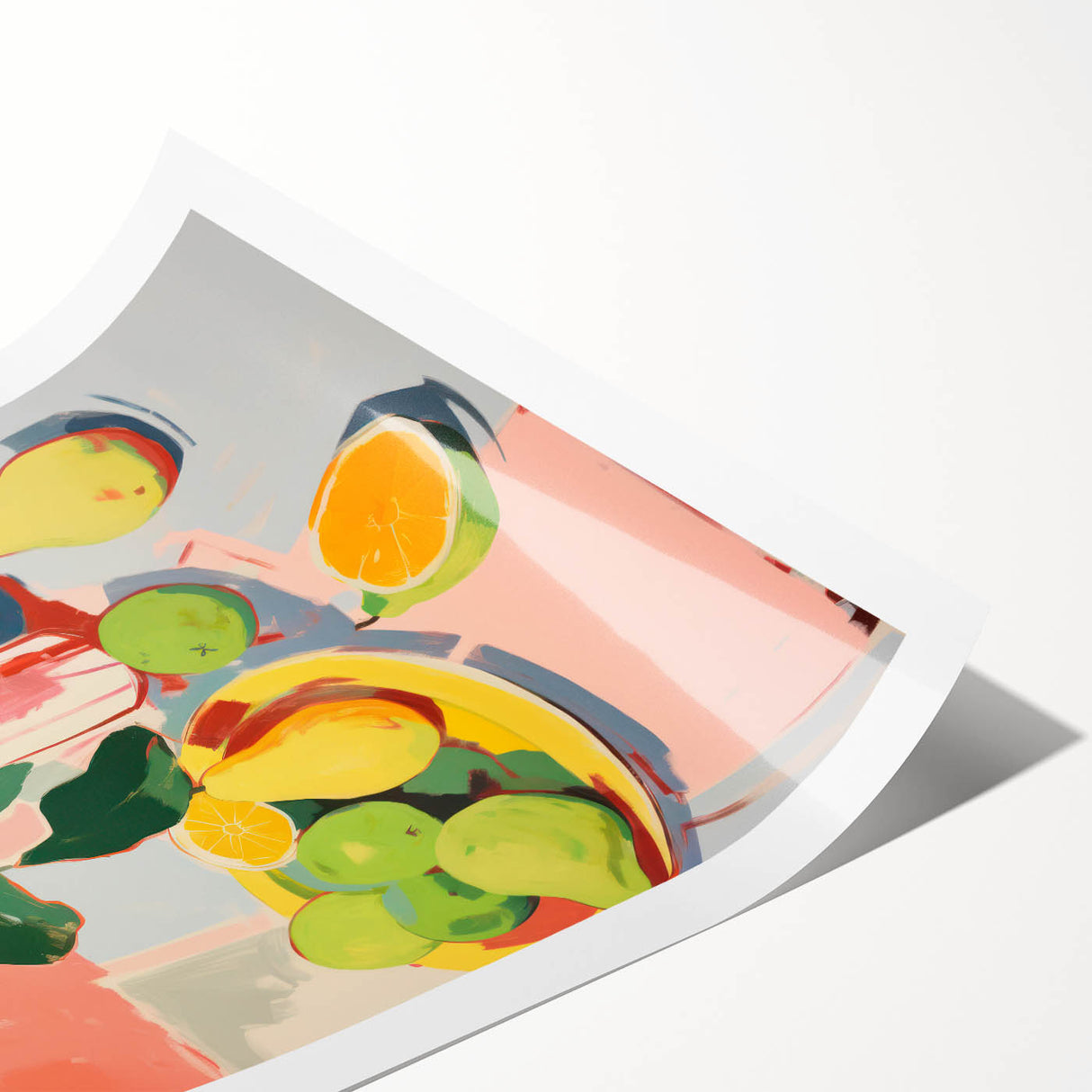 Maximalist Wall Art - Bold Still Life with Fruits and Foliage in Vibrant Colors