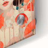Maximalist Wall Art - Bold Portrait with Vibrant Florals in Orange Tones
