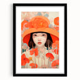 Maximalist Wall Art - Bold Portrait with Vibrant Florals in Orange Tones