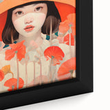 Maximalist Wall Art - Bold Portrait with Vibrant Florals in Orange Tones