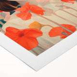 Maximalist Wall Art - Bold Portrait with Vibrant Florals in Orange Tones