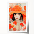 Maximalist Wall Art - Bold Portrait with Vibrant Florals in Orange Tones