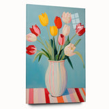 Maximalist Wall Art - Bold Tulip Vase Decor with Vibrant Red and Yellow Hues
