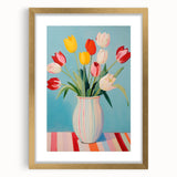 Maximalist Wall Art - Bold Tulip Vase Decor with Vibrant Red and Yellow Hues