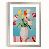 Maximalist Wall Art - Bold Tulip Vase Decor with Vibrant Red and Yellow Hues