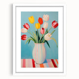 Maximalist Wall Art - Bold Tulip Vase Decor with Vibrant Red and Yellow Hues