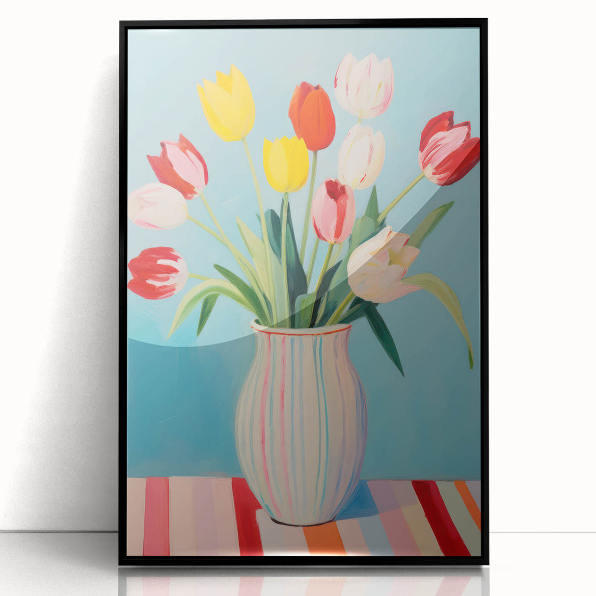 Maximalist Wall Art - Bold Tulip Vase Decor with Vibrant Red and Yellow Hues