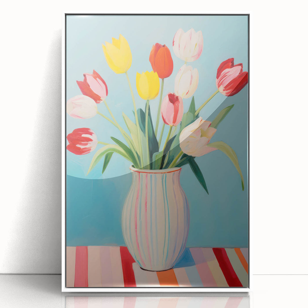 Maximalist Wall Art - Bold Tulip Vase Decor with Vibrant Red and Yellow Hues