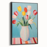 Maximalist Wall Art - Bold Tulip Vase Decor with Vibrant Red and Yellow Hues