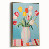 Maximalist Wall Art - Bold Tulip Vase Decor with Vibrant Red and Yellow Hues