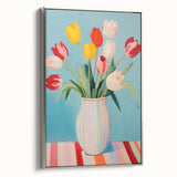 Maximalist Wall Art - Bold Tulip Vase Decor with Vibrant Red and Yellow Hues