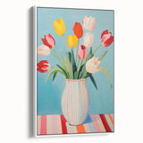 Maximalist Wall Art - Bold Tulip Vase Decor with Vibrant Red and Yellow Hues