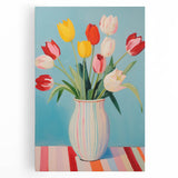 Maximalist Wall Art - Bold Tulip Vase Decor with Vibrant Red and Yellow Hues