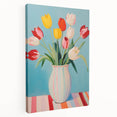 Maximalist Wall Art - Bold Tulip Vase Decor with Vibrant Red and Yellow Hues