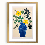 Maximalist Wall Art: Bold Floral Arrangement in Blue Vase – Eclectic Decor