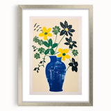 Maximalist Wall Art: Bold Floral Arrangement in Blue Vase – Eclectic Decor