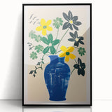 Maximalist Wall Art: Bold Floral Arrangement in Blue Vase – Eclectic Decor
