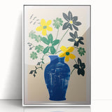 Maximalist Wall Art: Bold Floral Arrangement in Blue Vase – Eclectic Decor