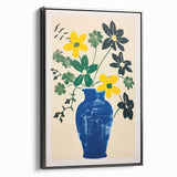 Maximalist Wall Art: Bold Floral Arrangement in Blue Vase – Eclectic Decor