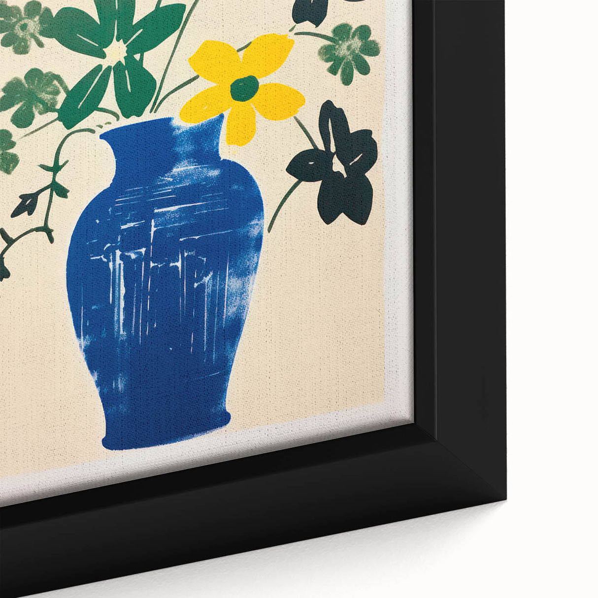 Maximalist Wall Art: Bold Floral Arrangement in Blue Vase – Eclectic Decor