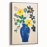 Maximalist Wall Art: Bold Floral Arrangement in Blue Vase – Eclectic Decor