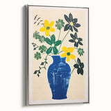 Maximalist Wall Art: Bold Floral Arrangement in Blue Vase – Eclectic Decor