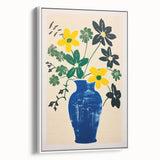 Maximalist Wall Art: Bold Floral Arrangement in Blue Vase – Eclectic Decor