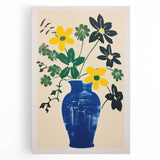 Maximalist Wall Art: Bold Floral Arrangement in Blue Vase – Eclectic Decor