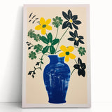 Maximalist Wall Art: Bold Floral Arrangement in Blue Vase – Eclectic Decor