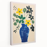 Maximalist Wall Art: Bold Floral Arrangement in Blue Vase – Eclectic Decor
