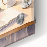 Maximalist Wall Art: Serene Still Life with Books and Flowers – Eclectic Decor